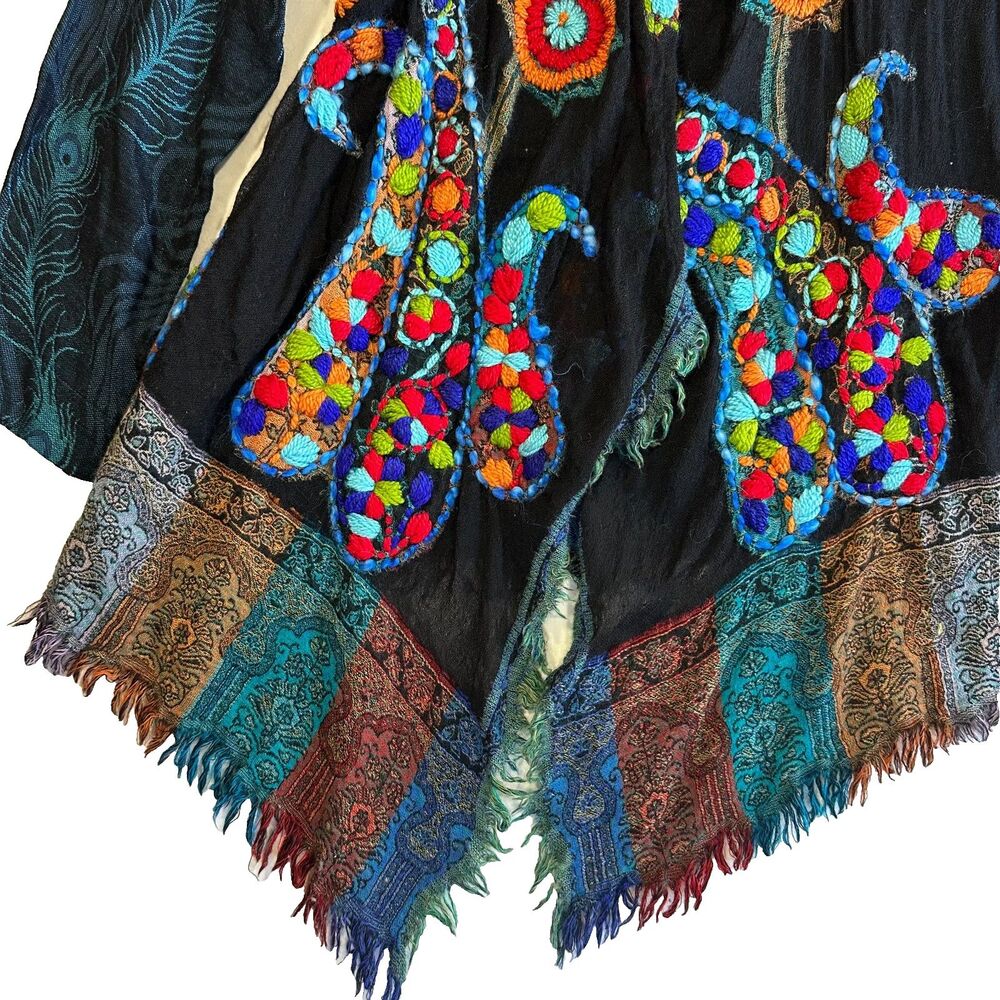 Soft Surroundings Embroidered Peacock Feather Kimono Cardigan Jacket Women's S - Picture 6 of 15